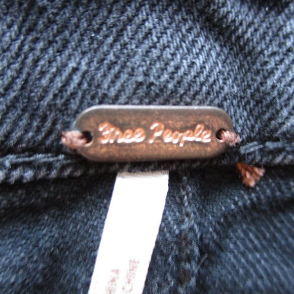 Free People Skirt Womens 0 Black Denim Beaded Gem Cut Off Short Mini Jean 28 - Picture 6 of 14